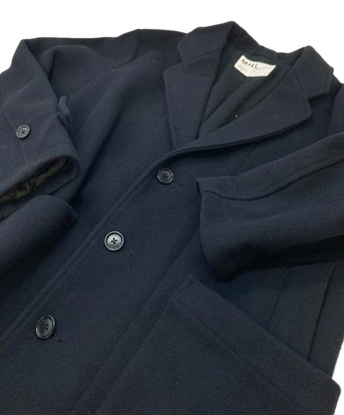 MHL（エムエイチエル）MHL (エムエイチエル) ログチェスターコート　ロングコート　ウールコート ネイビー サイズ:Sの古着・服飾アイテム