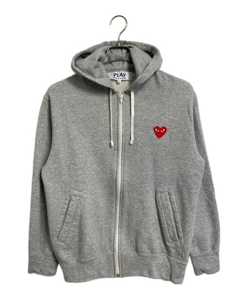 PLAY COMME des GARCONS（プレイコムデギャルソン）PLAY COMME des GARCONS (プレイコムデギャルソン) ジップパーカー　フーディー　ライトアウター　ハート　日本製 グレー サイズ:Lの古着・服飾アイテム