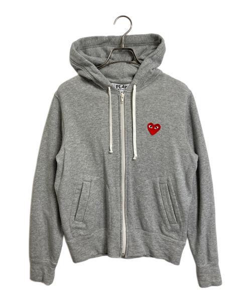 PLAY COMME des GARCONS（プレイコムデギャルソン）PLAY COMME des GARCONS (プレイコムデギャルソン) ジップパーカー　フーディー　ライトアウター　ハート　日本製 グレー サイズ:Mの古着・服飾アイテム