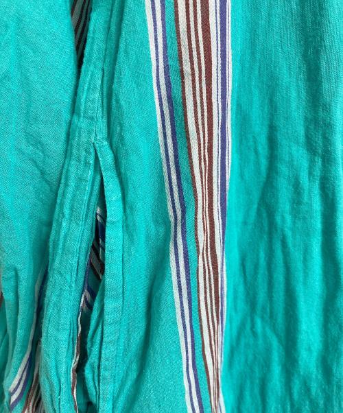 ne quittez pas（ヌキテパ）ne quittez pas (ヌキテパ) COTTON VOILE STRIPE DRESS コットンボイルストライプドレス ロングドレス　ロングワンピース　インド製 ブルー サイズ:Mの古着・服飾アイテム