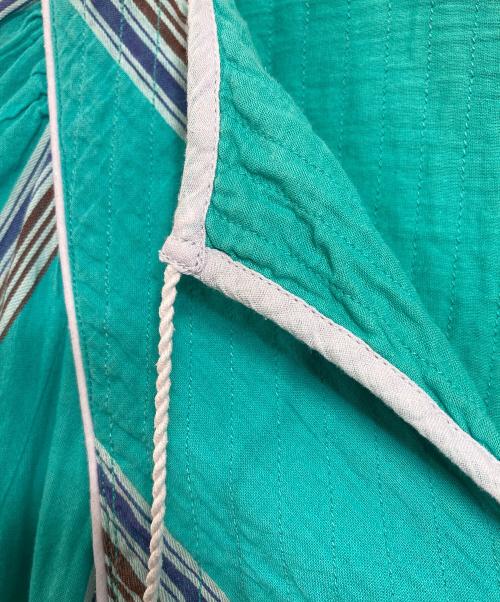 ne quittez pas（ヌキテパ）ne quittez pas (ヌキテパ) COTTON VOILE STRIPE DRESS コットンボイルストライプドレス ロングドレス　ロングワンピース　インド製 ブルー サイズ:Mの古着・服飾アイテム