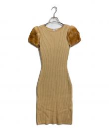 FOXEY BOUTIQUE（フォクシー ブティック）の古着「袖ミンクニットワンピース」｜ベージュ