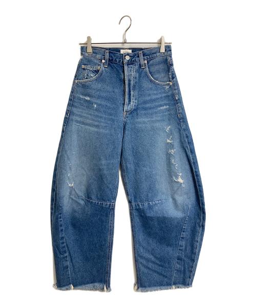 Citizens of humanity（シチズンズオブヒューマニティ）CITIZENS of HUMANITY (シチズンズオブヒューマニティ) ワイド コクーン カーブデニム ウォッシュ ダメージ加工 クラッシュ MAGNOLIA  USA製 インディゴ サイズ:W24の古着・服飾アイテム
