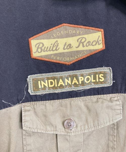 Hard Rock cafe（ハードロックカフェ）Hard Rock cafe (ハードロックカフェ) 【古着】バックロゴワークシャツ　コットンシャツ　ボタンシャツ　半袖シャツ　ハードロックカフェ ベージュ サイズ:Lの古着・服飾アイテム