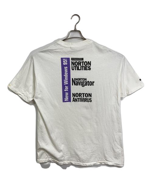 Hanes（ヘインズ）Hanes (ヘインズ) 【古着】Windows 95 Symnatec ヴィンテージTシャツ　半袖カットソー　Tシャツ　Tee  1995年　90年代　USA製 ホワイト サイズ:XLの古着・服飾アイテム