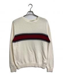 ST JOHN'S BAY（セントジョンズベイ）の古着「【古着】コットンニット　クルーネックニット　長袖ニット　ロングスリーブニット」｜ホワイト