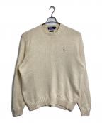 POLO RALPH LAURENポロ・ラルフローレン）の古着「【古着】90’S PIMA コットンニット　生成り　ポニー　90年代　オーバーサイズ」｜アイボリー