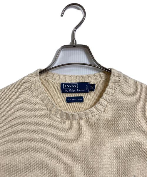 POLO RALPH LAUREN（ポロ・ラルフローレン）POLO RALPH LAUREN (ポロ・ラルフローレン) 【古着】90’S PIMA コットンニット　生成り　ポニー　90年代　オーバーサイズ アイボリー サイズ:XXLの古着・服飾アイテム