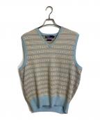 POLO RALPH LAURENポロ・ラルフローレン）の古着「【古着】90’Sフラワー総柄ニットベスト　90年代　スカイブルー　」｜スカイブルー