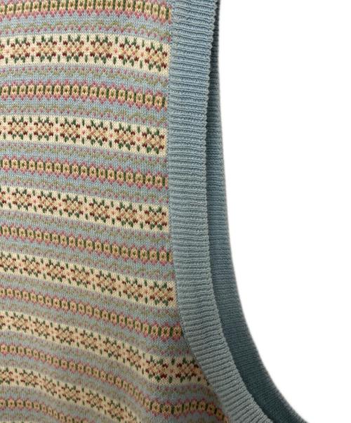 POLO RALPH LAUREN（ポロ・ラルフローレン）POLO RALPH LAUREN (ポロ・ラルフローレン) 【古着】90’Sフラワー総柄ニットベスト　90年代　スカイブルー　 スカイブルー サイズ:Lの古着・服飾アイテム