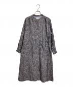 sosottoソソット）の古着「ペイズリーコーデュロイワンピース　ロングワンピース　　総柄　日本製」｜グレー×グリーン