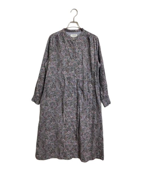 sosotto（ソソット）Sosotto (ソソット) ペイズリーコーデュロイワンピース　ロングワンピース　　総柄　日本製 グレー×グリーン サイズ:実寸参照の古着・服飾アイテム
