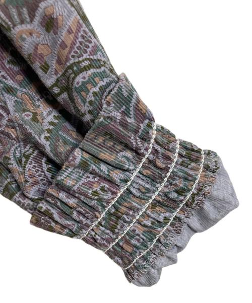 sosotto（ソソット）Sosotto (ソソット) ペイズリーコーデュロイワンピース　ロングワンピース　　総柄　日本製 グレー×グリーン サイズ:実寸参照の古着・服飾アイテム