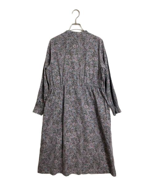 sosotto（ソソット）Sosotto (ソソット) ペイズリーコーデュロイワンピース　ロングワンピース　　総柄　日本製 グレー×グリーン サイズ:実寸参照の古着・服飾アイテム