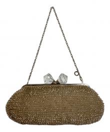 ANTEPRIMA（アンテプリマ）の古着「クリスタルリボン付きショルダーワイヤーバッグ　チェーンバッグ　ワイヤーバッグ　セレモニー」｜シャンパンゴールド