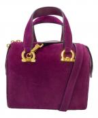 Salvatore Ferragamoサルヴァトーレ フェラガモ）の古着「2WAYショルダーベルベットスウェードバッグ ミニバッグ　セレモニー　イタリア製」｜パープル