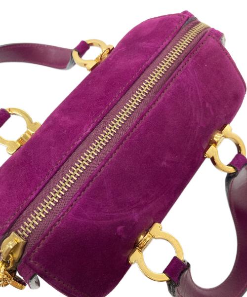 Salvatore Ferragamo（サルヴァトーレ フェラガモ）Salvatore Ferragamo (サルヴァトーレ フェラガモ) 2WAYショルダーベルベットスウェードバッグ ミニバッグ　セレモニー　イタリア製 パープル サイズ:実寸参照の古着・服飾アイテム