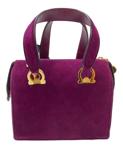 Salvatore Ferragamo（サルヴァトーレ フェラガモ）Salvatore Ferragamo (サルヴァトーレ フェラガモ) 2WAYショルダーベルベットスウェードバッグ ミニバッグ　セレモニー　イタリア製 パープル サイズ:実寸参照の古着・服飾アイテム