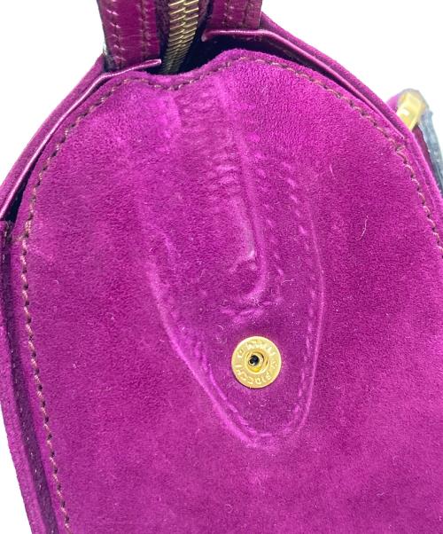 Salvatore Ferragamo（サルヴァトーレ フェラガモ）Salvatore Ferragamo (サルヴァトーレ フェラガモ) 2WAYショルダーベルベットスウェードバッグ ミニバッグ　セレモニー　イタリア製 パープル サイズ:実寸参照の古着・服飾アイテム