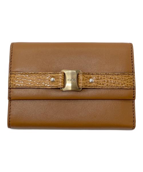 TOD'S（トッズ）TOD'S (トッズ) 3つ折り財布　ウォレット　コンパクト　イタリア製 ブラウン サイズ:実寸参照の古着・服飾アイテム