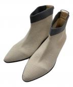 offenオッフェン）の古着「ニットアンクルブーツ　ショートブーツ　ニットブーツ　ローヒール　フラットブーツ」｜アイボリー