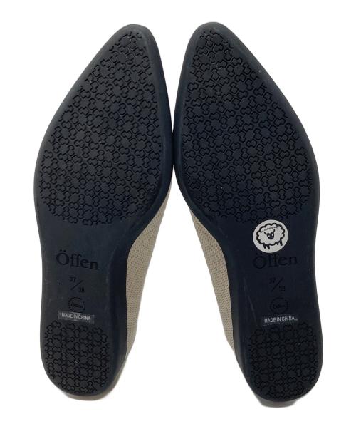 offen（オッフェン）offen (オッフェン) ニットアンクルブーツ　ショートブーツ　ニットブーツ　ローヒール　フラットブーツ アイボリー サイズ:37の古着・服飾アイテム