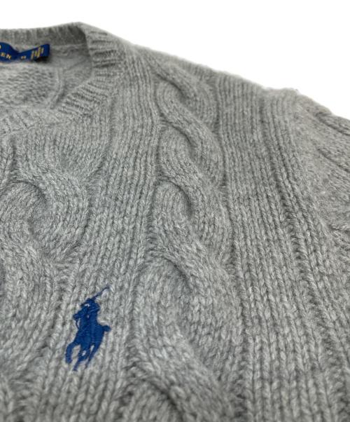 POLO RALPH LAUREN（ポロ・ラルフローレン）POLO RALPH LAUREN (ポロ・ラルフローレン) ウールカシミアケーブルニットカーディガン グレー サイズ:Mの古着・服飾アイテム
