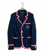 POLO RALPH LAURENポロ・ラルフローレン）の古着「グログラントリム テリー ブレザー Grosgrain Trim Terry Blazer」｜ネイビー×レッド