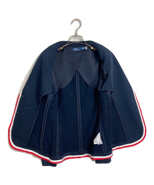 POLO RALPH LAUREN（ポロ・ラルフローレン）POLO RALPH LAUREN (ポロ・ラルフローレン) グログラントリム テリー ブレザー Grosgrain Trim Terry Blazer ネイビー×レッド サイズ:6の古着・服飾アイテム