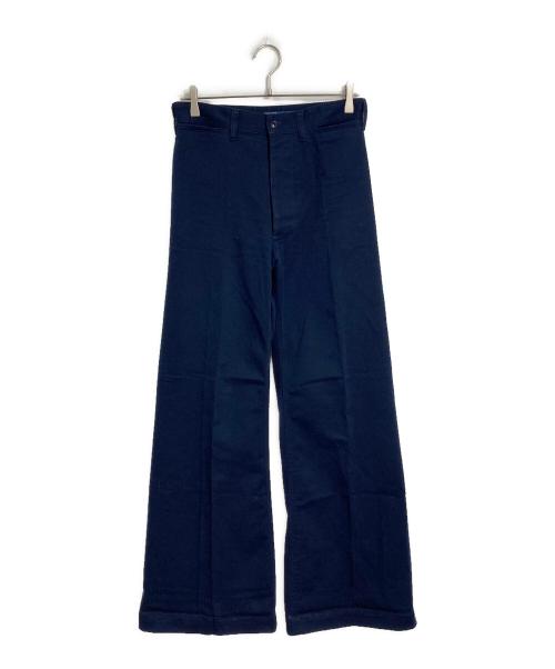 POLO RALPH LAUREN（ポロ・ラルフローレン）POLO RALPH LAUREN (ポロ・ラルフローレン) コットン ツイル ワイドレッグ パンツ ネイビー サイズ:6の古着・服飾アイテム