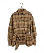 POLO RALPH LAURENポロ・ラルフローレン）の古着「ベルテッドウールブレンドツイルシャツ」｜ブラウン