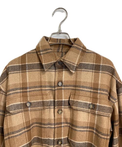 POLO RALPH LAUREN（ポロ・ラルフローレン）POLO RALPH LAUREN (ポロ・ラルフローレン) ベルテッドウールブレンドツイルシャツ ブラウン サイズ:6の古着・服飾アイテム