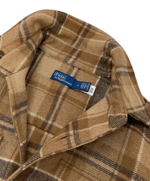 POLO RALPH LAUREN（ポロ・ラルフローレン）POLO RALPH LAUREN (ポロ・ラルフローレン) ベルテッドウールブレンドツイルシャツ ブラウン サイズ:6の古着・服飾アイテム