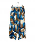 CONVERSE TOKYOコンバーストウキョウ）の古着「総柄サテンパンツ」｜ブルー×ブラウン