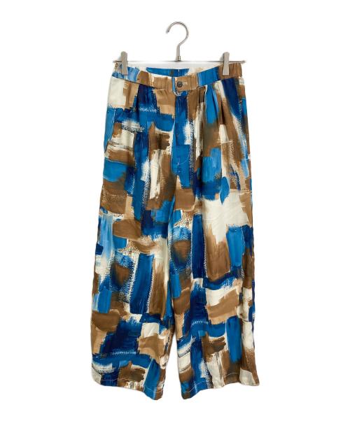 CONVERSE TOKYO（コンバーストウキョウ）CONVERSE TOKYO (コンバーストウキョウ) 総柄サテンパンツ ブルー×ブラウン サイズ:Freeの古着・服飾アイテム