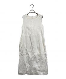 MACPHEE（マカフィー）の古着「コットンナイロンピケ スクエアネックワンピース　ノースリーブワンピース」｜ホワイト