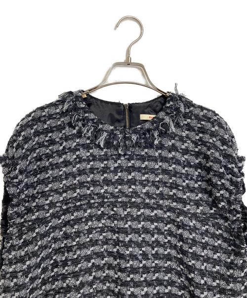 BACCA（バッカ）BACCA (バッカ) ツィード スピンドルワイドスリーブプルオーバー グレー×ブラック サイズ:36の古着・服飾アイテム