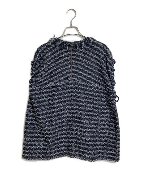 BACCA（バッカ）BACCA (バッカ) ツィード スピンドルワイドスリーブプルオーバー グレー×ブラック サイズ:36の古着・服飾アイテム