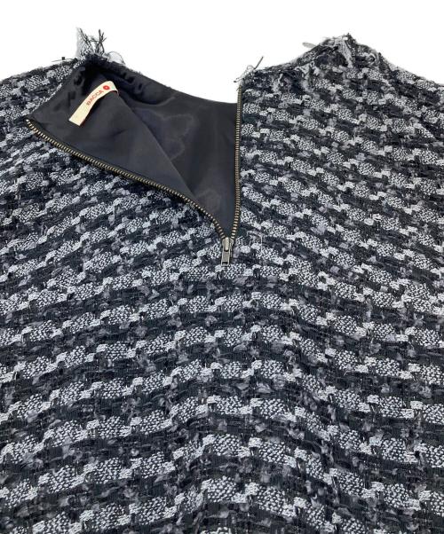 BACCA（バッカ）BACCA (バッカ) ツィード スピンドルワイドスリーブプルオーバー グレー×ブラック サイズ:36の古着・服飾アイテム