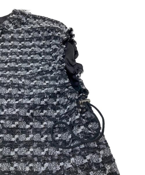 BACCA（バッカ）BACCA (バッカ) ツィード スピンドルワイドスリーブプルオーバー グレー×ブラック サイズ:36の古着・服飾アイテム