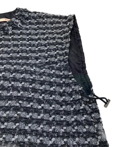 BACCA（バッカ）BACCA (バッカ) ツィード スピンドルワイドスリーブプルオーバー グレー×ブラック サイズ:36の古着・服飾アイテム