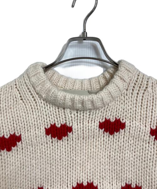 NKNIT（エヌニット）NKNIT (ンニット) ハートパターン ニット　ハートニット　オーバーサイズ ホワイト×レッドの古着・服飾アイテム