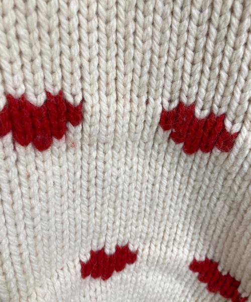 NKNIT（エヌニット）NKNIT (ンニット) ハートパターン ニット　ハートニット　オーバーサイズ ホワイト×レッドの古着・服飾アイテム