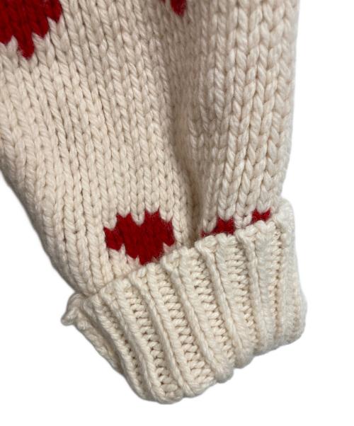 NKNIT（エヌニット）NKNIT (ンニット) ハートパターン ニット　ハートニット　オーバーサイズ ホワイト×レッドの古着・服飾アイテム