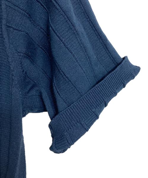 NKNIT（エヌニット）NKNIT (ンニット) mix gauge logo KNIT shirts ポロシャツ　ニットシャツ ネイビー×ホワイト サイズ:1の古着・服飾アイテム