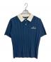 NKNIT（ンニット）の古着「mix gauge logo KNIT shirts ポロシャツ　ニットシャツ」｜ネイビー×ホワイト