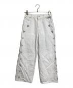 Kimhekimキムヘキム）の古着「ハート スタンプ デニム　デニムパンツ　ホワイトデニム」｜ホワイト