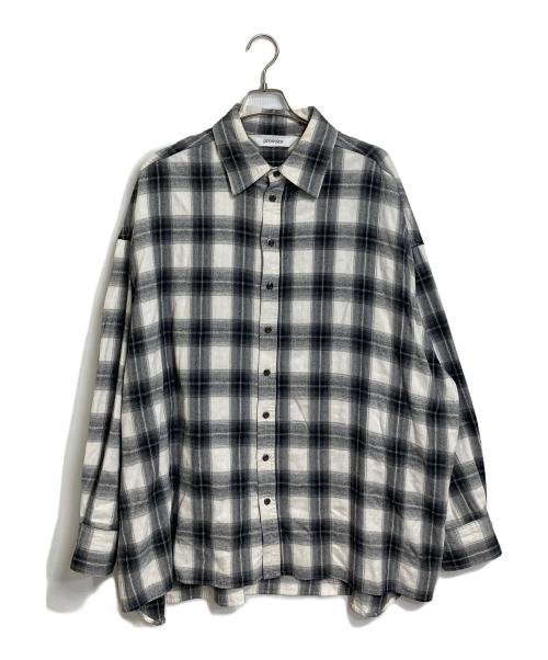provoke（プロヴォーク）PROVOKE (プロヴォーク) Oversized check Shirt チェックシャツ　オーバーサイズ　コットンシャツ ホワイト×グレー サイズ:38の古着・服飾アイテム