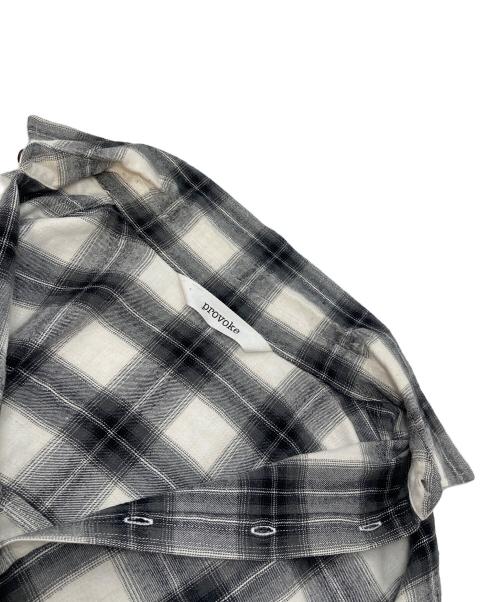provoke（プロヴォーク）PROVOKE (プロヴォーク) Oversized check Shirt チェックシャツ　オーバーサイズ　コットンシャツ ホワイト×グレー サイズ:38の古着・服飾アイテム
