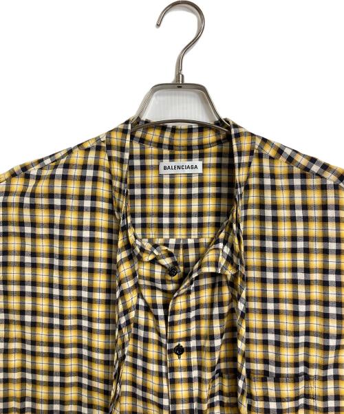 BALENCIAGA（バレンシアガ）BALENCIAGA (バレンシアガ) 18SS バックロゴチェックシャツ　チェックシャツ　ボウタイシャツ　イタリア製　ユニセックス イエロー×ブラック サイズ:34の古着・服飾アイテム